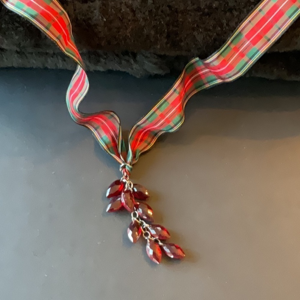 Ralph Lauren Tartan Plaid ribbon choker/necklace w/extender - Picture 2 of 6